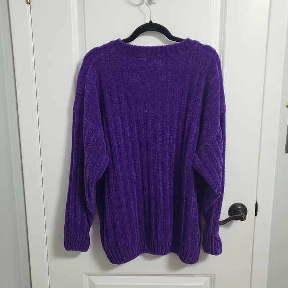 VINTAGE SEPARATE SCENE Oversized Purple Chenille Sweater - Picture 5 of 7